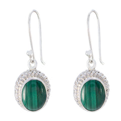 Layla Green Dangle Earrings with Malachite Charm Malachite Green Dangle