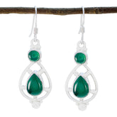 Camila Green Dangle Earrings with Gemstone Accent Green Onyx Green Dangle