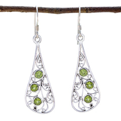 Leah Green Dangle Earrings with Gemstone Accents Peridot Green Dangle