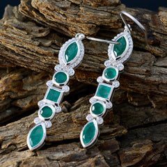 Aaliyah Green Dangle Earrings with Gemstone Accents