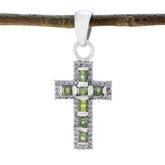 Katharina Green Diamond Dainty Pendant Cross Necklace Peridot Green Green