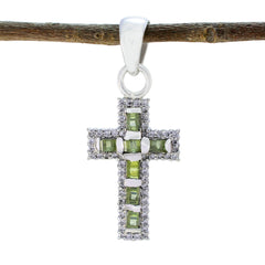 Katharina Green Diamond Dainty Pendant Cross Necklace Peridot Green Green