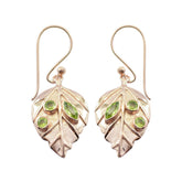 Katarina Green Featherlight Earrings in Leaf Design Peridot Green Dangle