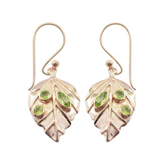 Katarina Green Featherlight Earrings in Leaf Design Peridot Green Dangle