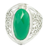 Isabella Green Filigree Ring with Elegant Design Green Onyx Green