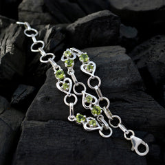 Ivy Green Gemstone Bracelet with Silver Hearts