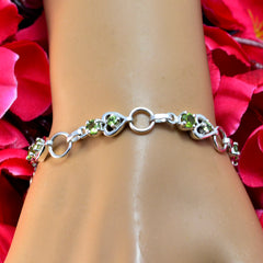 Ivy Green Gemstone Bracelet with Silver Hearts