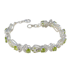Violet Green Gemstone Bracelet with Elegant Design Peridot Green