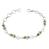 Ivy Green Gemstone Bracelet with Silver Hearts Peridot Green