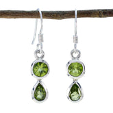 Rosa Green Gemstone Dangle Earrings in Silver Peridot Green Dangle