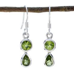 Rosa Green Gemstone Dangle Earrings in Silver Peridot Green Dangle