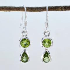 Rosa Green Gemstone Dangle Earrings in Silver