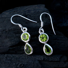 Rosa Green Gemstone Dangle Earrings in Silver