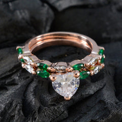 Zoe Green Gemstone Engagement Ring with Heart-Shaped Center