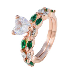 Zoe Green Gemstone Engagement Ring with Heart-Shaped Center