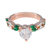 Zoe Green Gemstone Engagement Ring with Heart-Shaped Center Emerald CZ Green