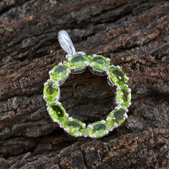 María Green Gemstone Pendant in Stylish Silver Setting