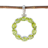 María Green Gemstone Pendant in Stylish Silver Setting Peridot Green Green