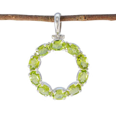 María Green Gemstone Pendant in Stylish Silver Setting Peridot Green Green