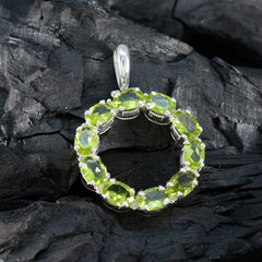 María Green Gemstone Pendant in Stylish Silver Setting