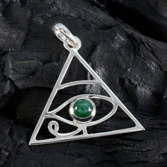 Gabriela Green Gemstone Pendant with Silver Design