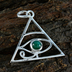 Gabriela Green Gemstone Pendant with Silver Design