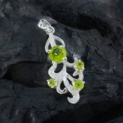 Dayana Elegant Green Gemstone Pendant with Silver Design