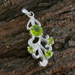 Dayana Elegant Green Gemstone Pendant with Silver Design