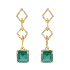 Dewi Green Gemstone Stud Earrings for Everyday Glam Emerald CZ Green Stud