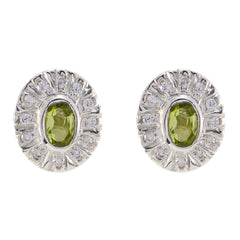 Dayana Green Gemstone Stud Earrings for Everyday Glam Peridot Green Stud