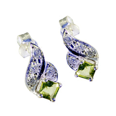 Lourdes Green Gemstone Stud Earrings for Everyday Glam