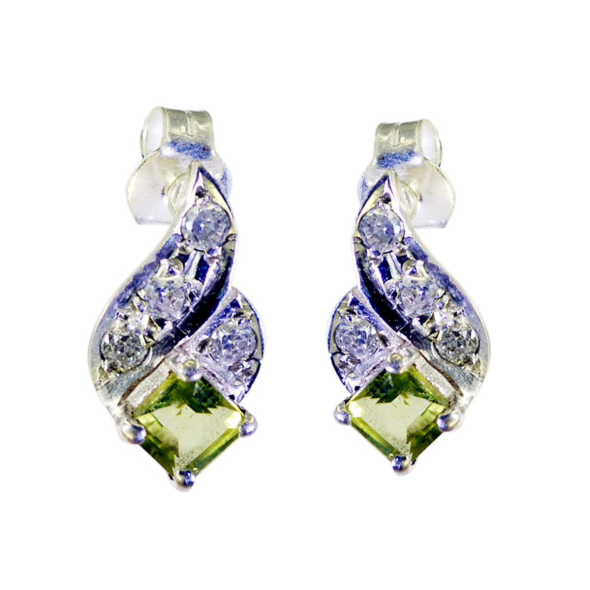 Lourdes Green Gemstone Stud Earrings for Everyday Glam Peridot Green Stud