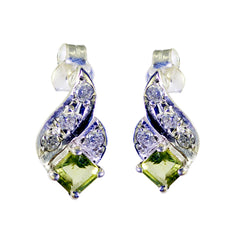Lourdes Green Gemstone Stud Earrings for Everyday Glam Peridot Green Stud