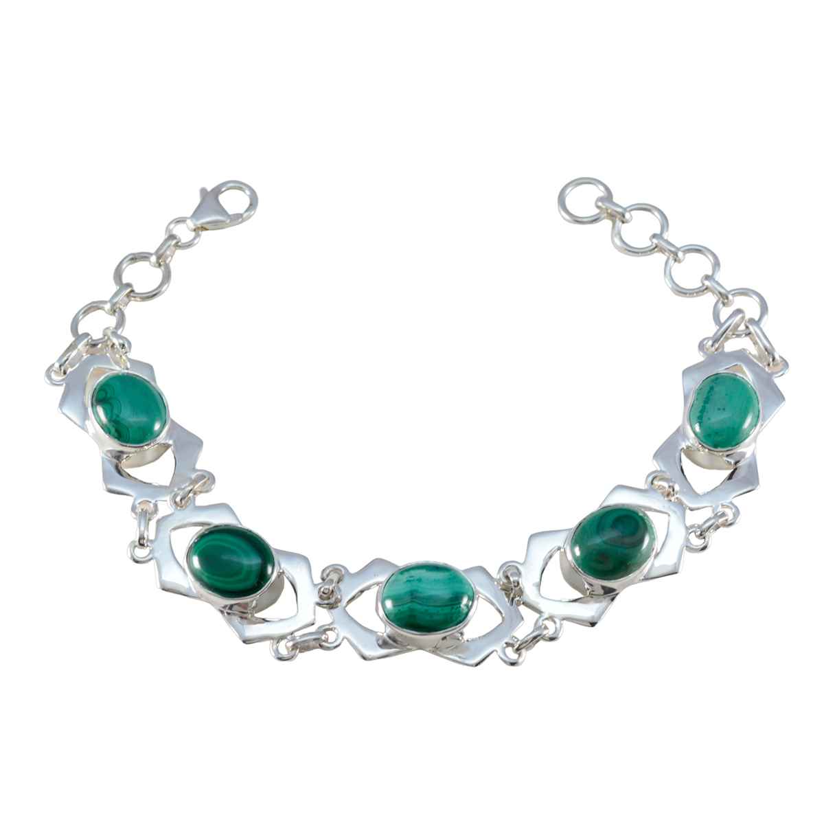 Klara Green Links Bracelet Gift with Gemstone Elegance Malachite Green