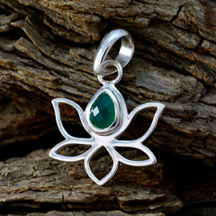 Ji-eun Green Rope-Wire Pendant with Lotus Design