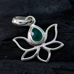 Ji-eun Green Rope-Wire Pendant with Lotus Design