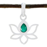 Ji-eun Green Rope-Wire Pendant with Lotus Design Green Onyx Green Green