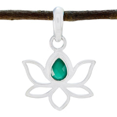 Ji-eun Green Rope-Wire Pendant with Lotus Design Green Onyx Green Green