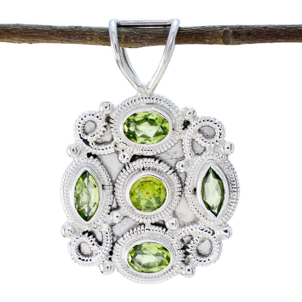 Greta Green Rope Wire Pendant with Gemstone Elegance Peridot Green Green