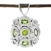 Greta Green Rope Wire Pendant with Gemstone Elegance Peridot Green Green