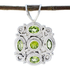 Greta Green Rope Wire Pendant with Gemstone Elegance Peridot Green Green