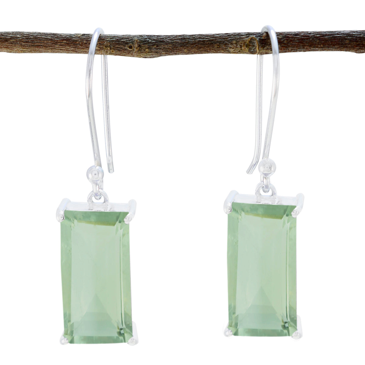 Nari Green Solitaire Dangle Earrings for Everyday Glam Green Amethyst Green Dangle