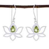 Bella Green Solitaire Dangle Earrings - Gemstone Elegance Peridot Green Dangle