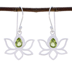 Bella Green Solitaire Dangle Earrings - Gemstone Elegance Peridot Green Dangle