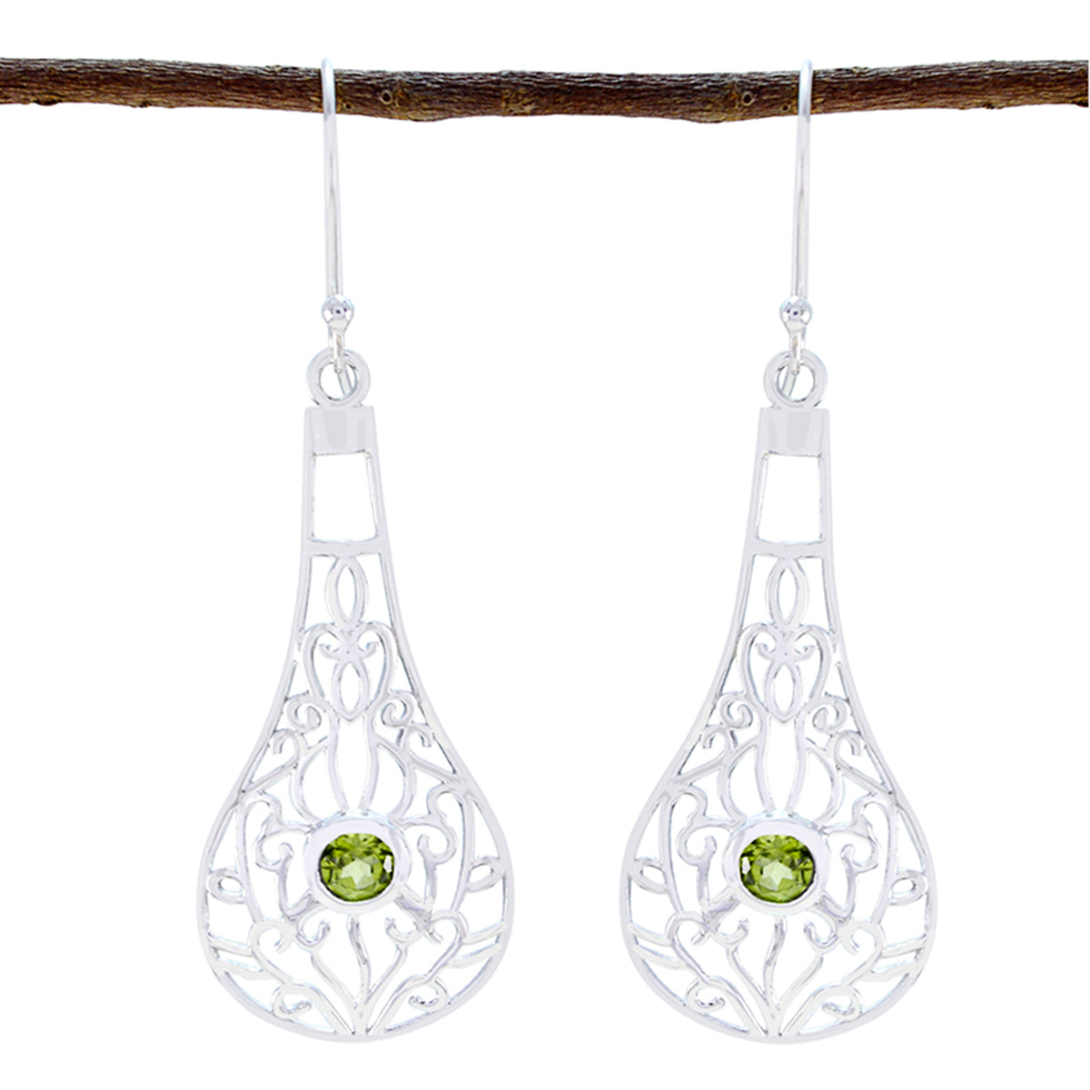 Eleanor Green Solitaire Dangle Earrings for Glam Style Peridot Green Dangle