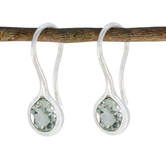 Ida Green Solitaire Dangle Earrings - Gemstone Elegance Green Amethyst Green Dangle