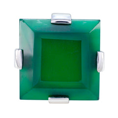 Aisha Green Solitaire Gemstone Ring Elegant Silver Band