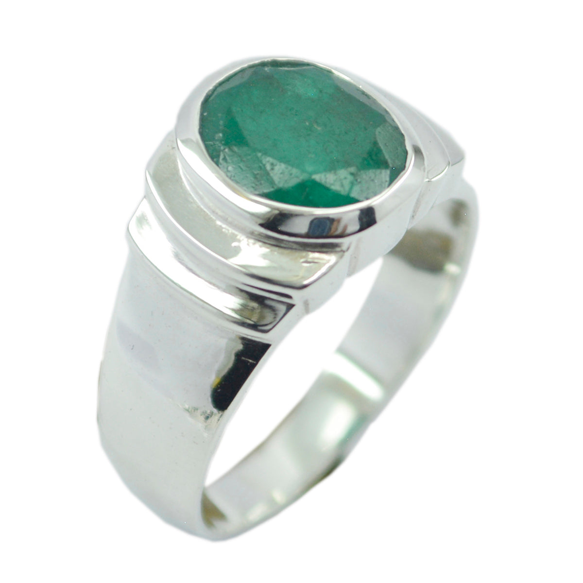 Antonia green solitaire gemstone ring featured with a stunning green stone set in shiny silver band