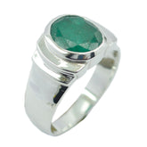 Antonia green solitaire gemstone ring featured with a stunning green stone set in shiny silver band