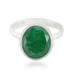 Zazlle Green Solitaire Gemstone Ring - Stunning Design Indian Emerald Green
